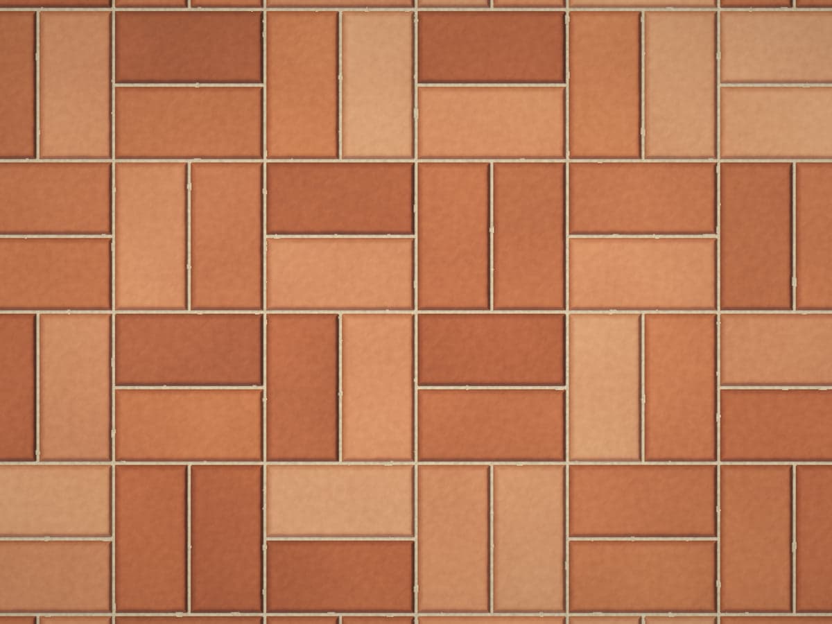 Red clay pavers laid in a basketweave pattern.